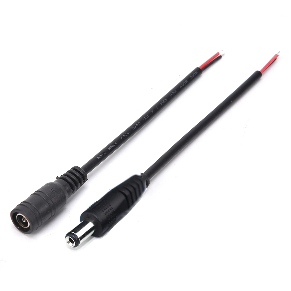 1/5/10 Pcs 5.5x2.1mm DC męskie złącze kabel z wtyczką przewód Adapter gniazda Jack dla CCTV pojedynczy kolor 3528 5050 taśma oświetleniowa LED