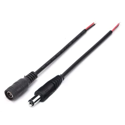 DC Male Female Power Plug Cable Wire Jack Adapter Connector (1  Pair  black)