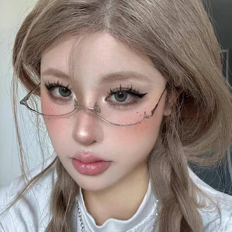 Retro Chic Metal Frame Half Glasses for Cosplay & Photography Decor