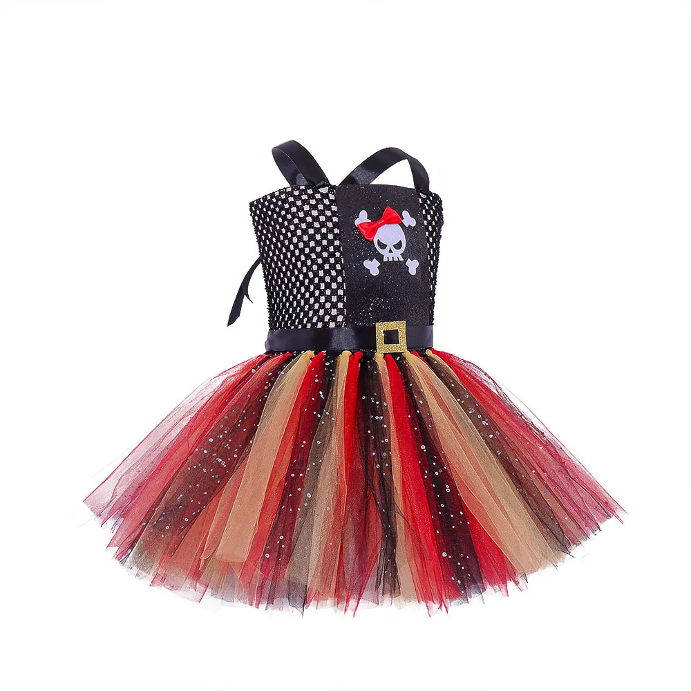 Skull Tutu Halloween Kids Costume Girls Skeleton Fancy Dress