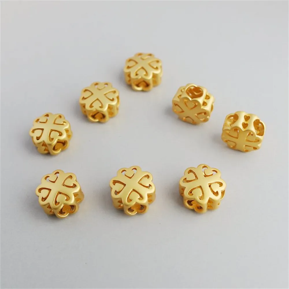 

18k Bag of Gold Sand Gold Matte Chinese Knot Hollow Sand Gold Through-hole Bracelet Accessories Zhaocai DIY Jewelry Accessories