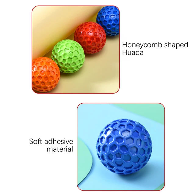 65mm New Dog Toys Bite Resistant Interactive Throwing Sound Honeycomb Balls Natural Rubber Teething Clean Teeth Pet Toys 4