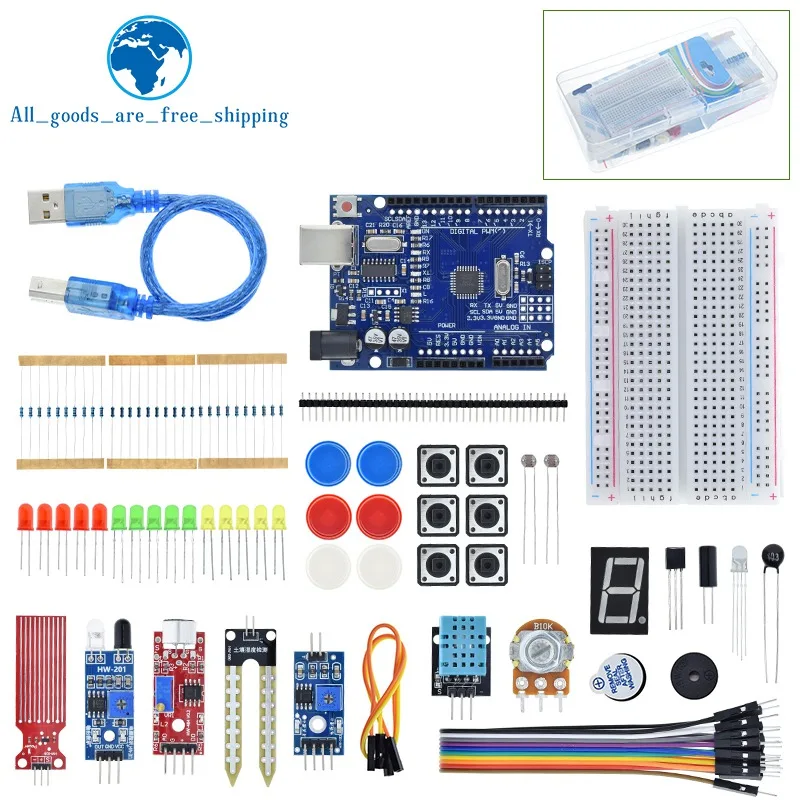 TZT Basic Starter Kit for Arduino Uno Set R3 DIY Kit – R3 Board / Breadboard + Retail Box