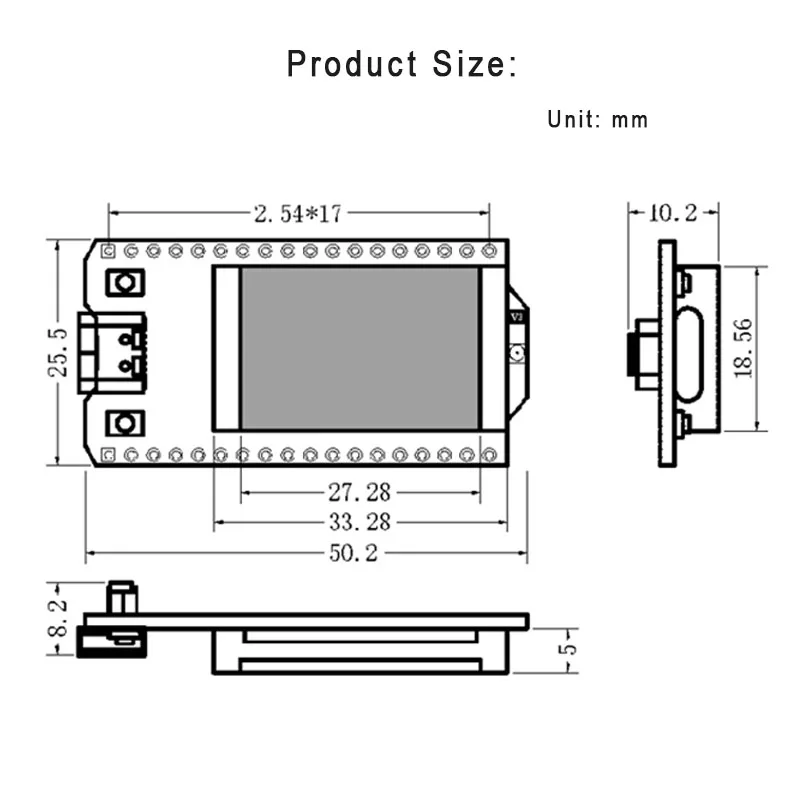 V3 Version 863MHz-928MHz SX1262 ESP32 LoRa 0.96 Inch Blue