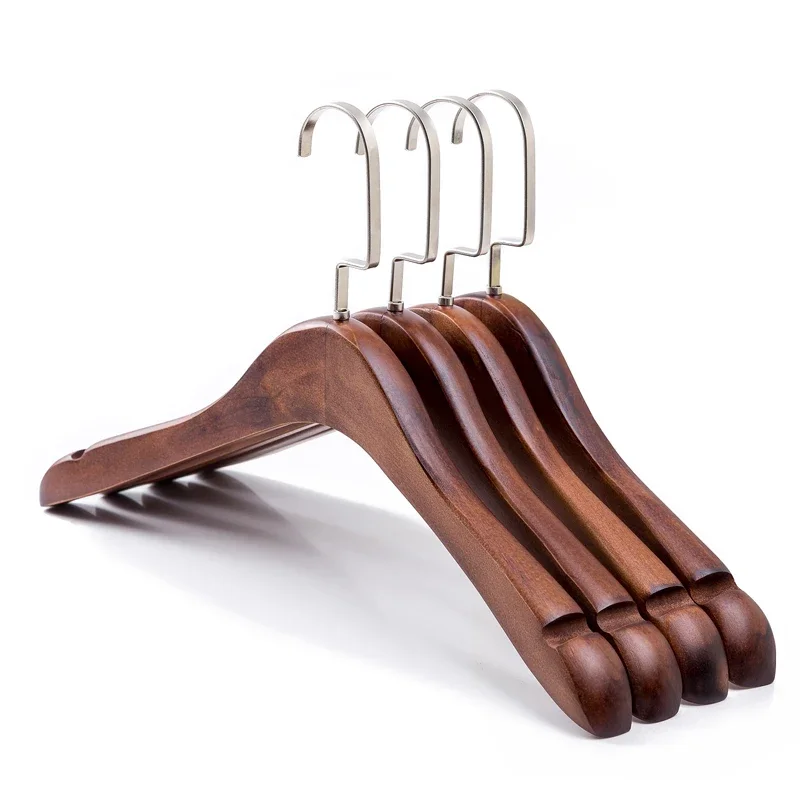 Juego de 10 perchas de madera vintage para ropa, perchas de madera antideslizantes con flocado para uso doméstico, perchas para guardarropa y pantalones