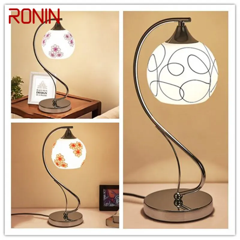 

RONIN Contemporary Table Lamp Simple Design LED Glass Desk Light Fashion Romantic Decor for Home Living Room Bedroom