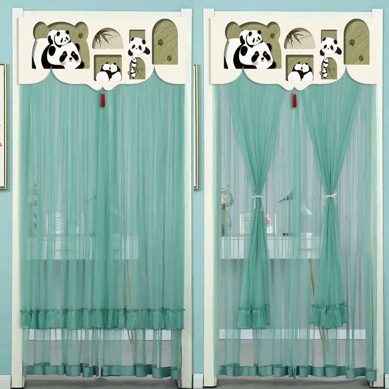 Summer Anti-Mosquito and Insect-proof Lace Partition Curtain Anti-fly Curtain Kitchen and Bedroom Decorative Door Curtain, 1Pc
