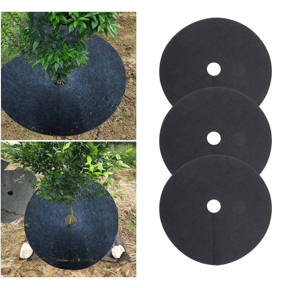 Tree Weed Barrier Mat Garden Greenhouse Cover 10/20pcs Garden Plants Cover Weeding Cloth Mulch Ring Non Wovens Weed Barrier Biodegradable Weed Control Ground Cover