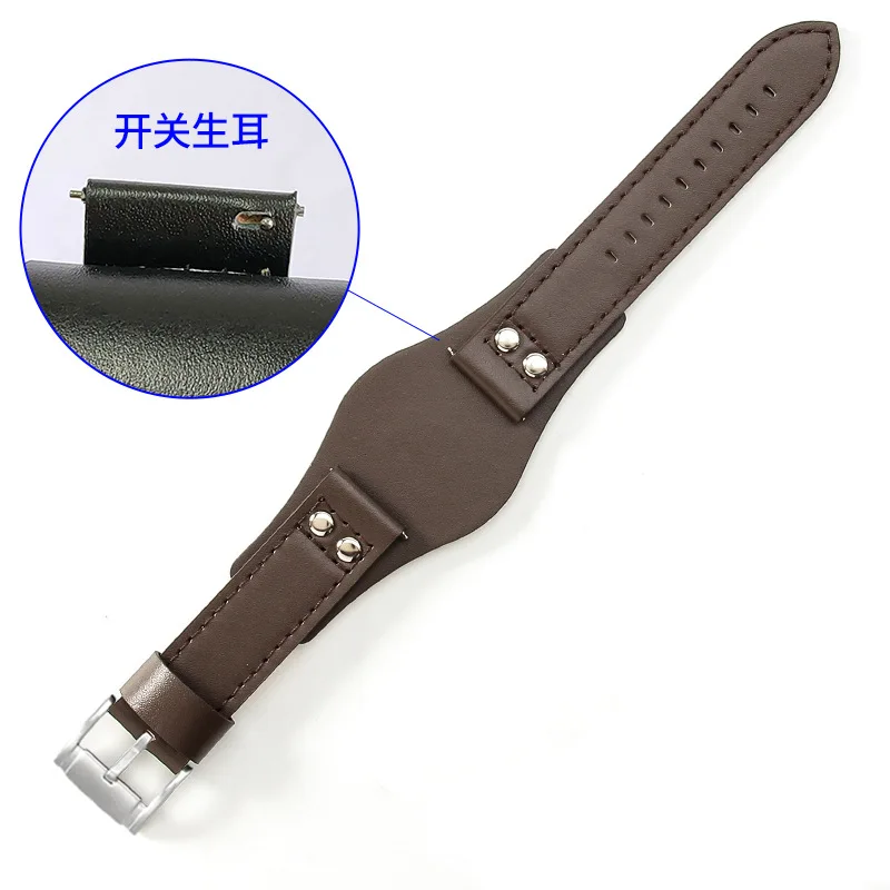 Genuine Leather Pebble Grain Watch Strap - 20/22mm Vintage Retro Men's Bracelet