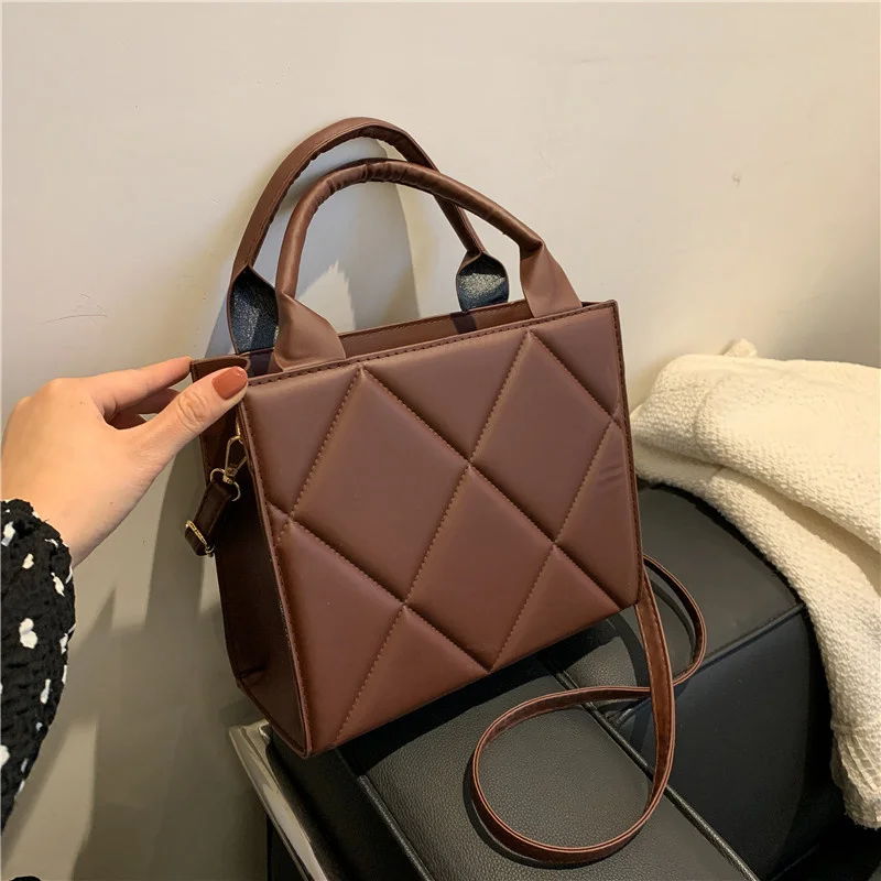 

New Women's High-end Rhombus Handbag PU All-match Niche Bag One-shoulder Diagonal Bag Small Square Bag