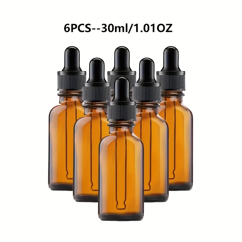 12 חתיכות / 6 חתיכות בקבוק זכוכית אמבר בנפילת זכוכית, מתאים לקוסמטיקה, בושם, שמן אתרי