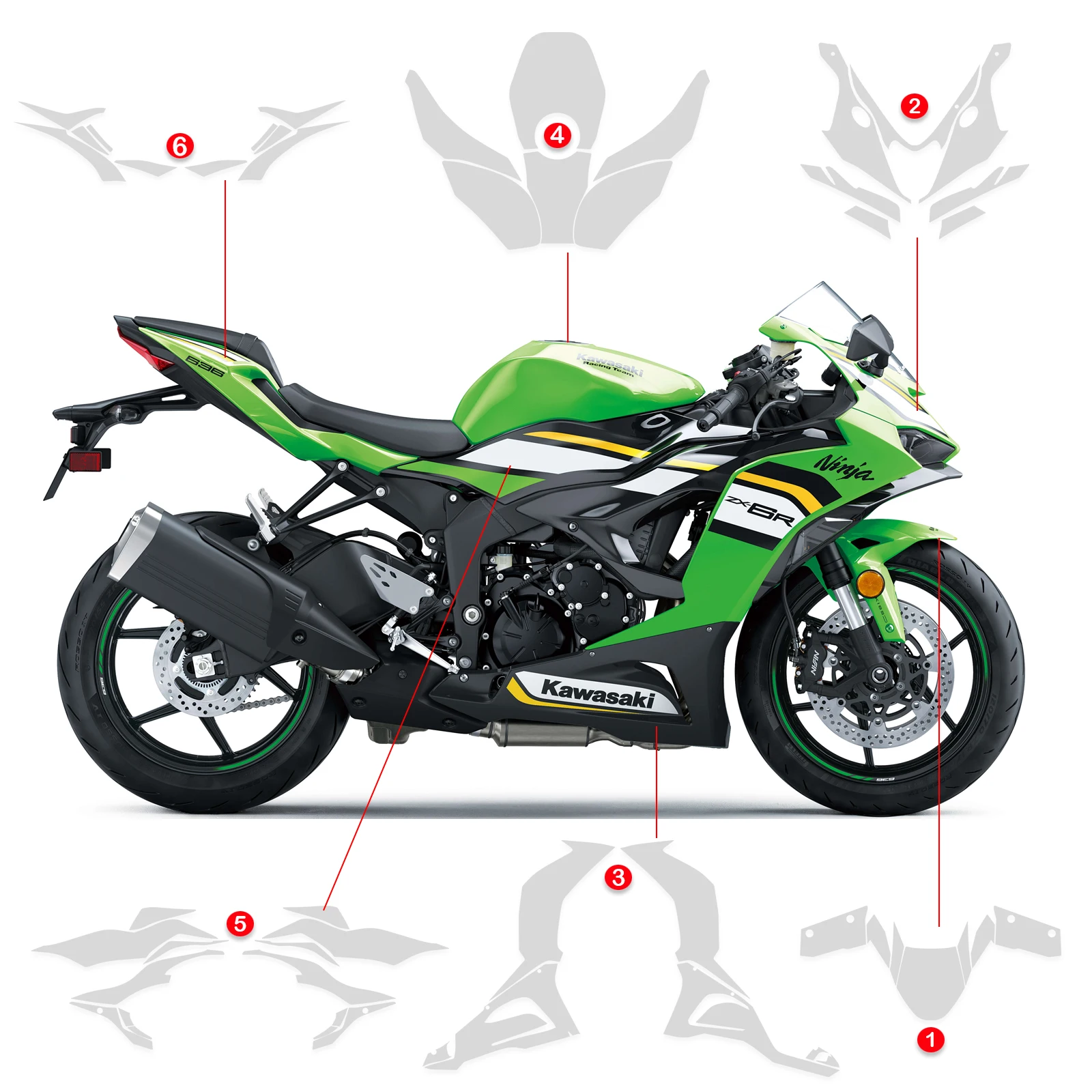 가와사키 닌자 ZX-6R 2024-2025용 페인트 보호 필름 광택 투명 PPF 황변 방지 스크래치 방지 방수 바디 가드