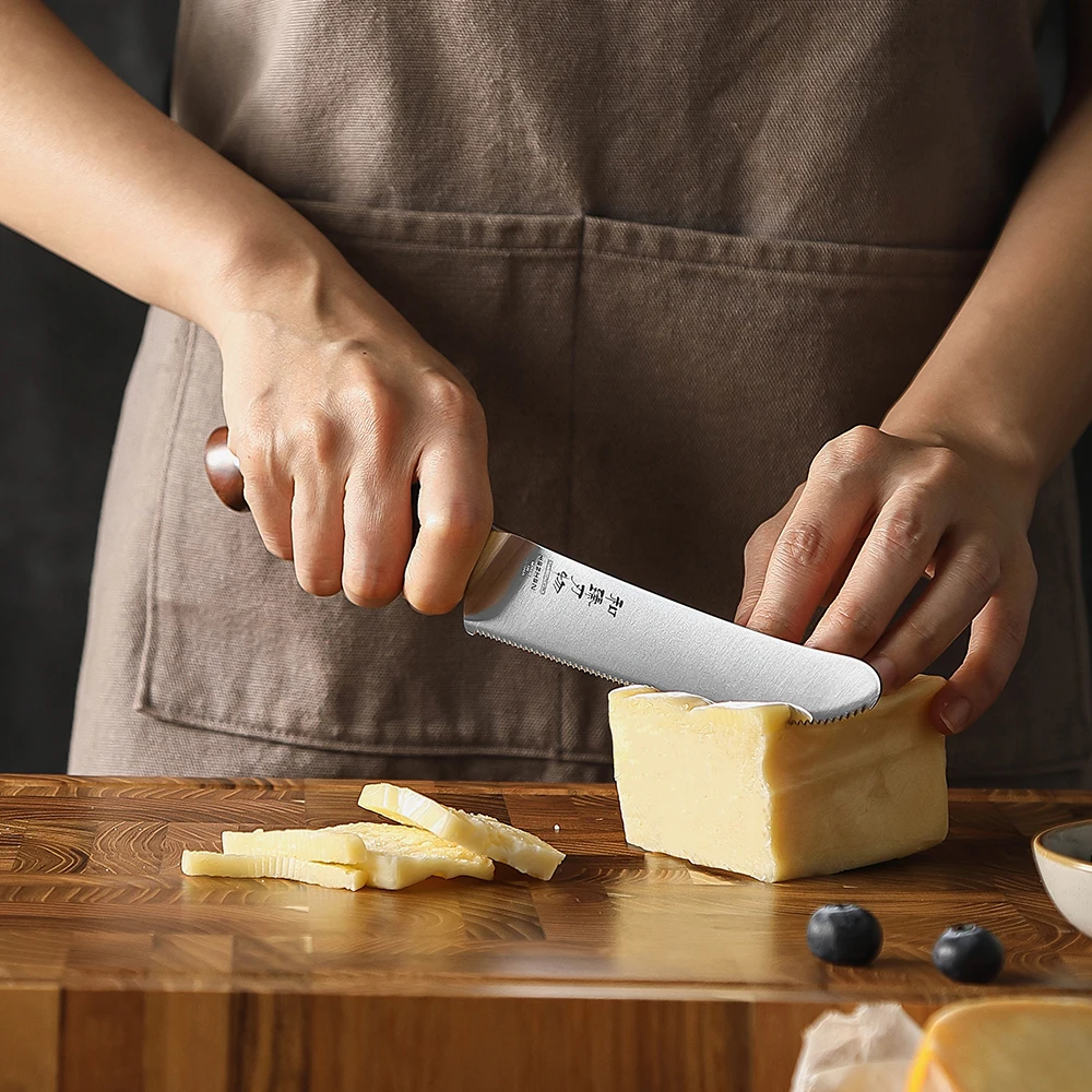 Cheese Knife Pork Chop Slice German DIN1.4116 Steel Redwood Handle Cooking Tools 5.9 Inches