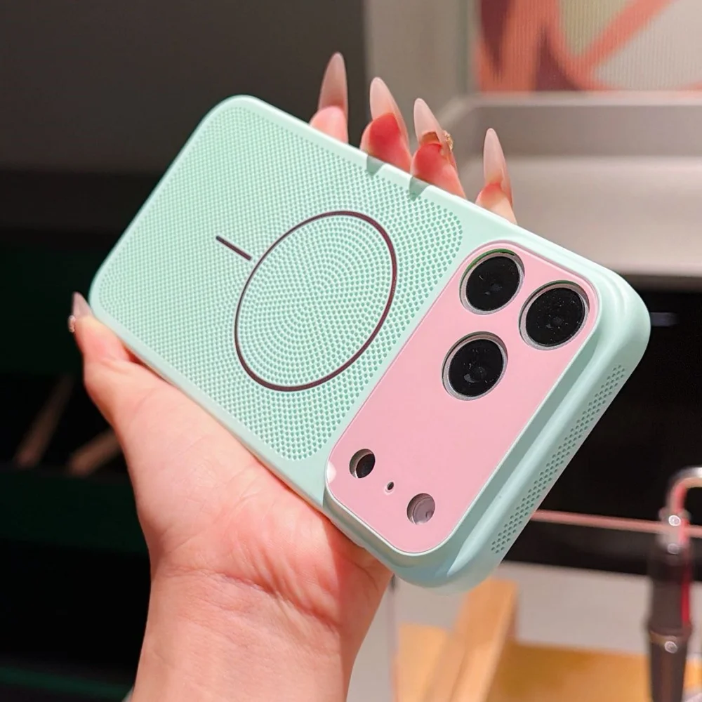 Breathable Mesh Cooling Magnetic Phone Case with Contrast Color Lens Protection