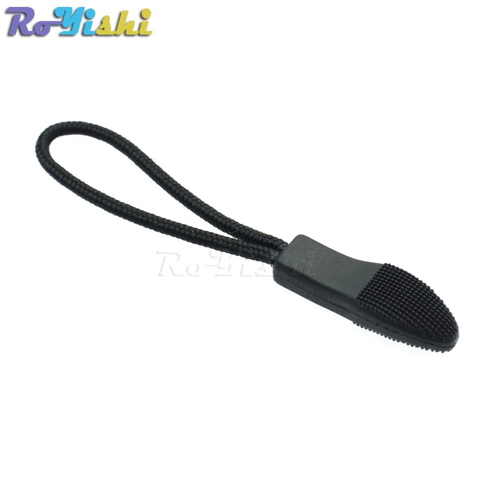 Zipper Pulls Cord Rope Ends Lock Zip Clip Buckle Black For Paracord Accessories Backpack Clothing 50pcs/pack