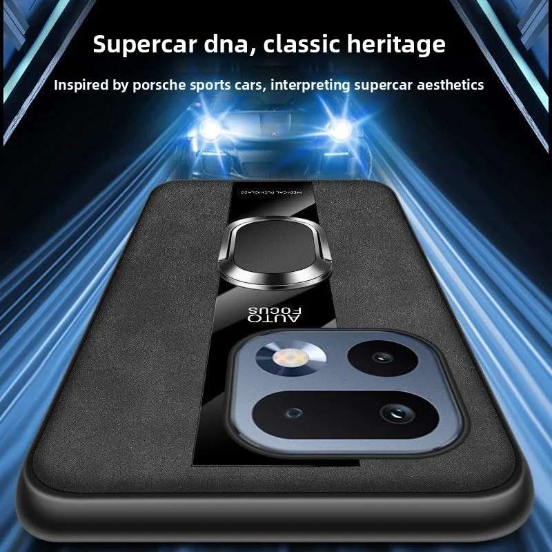 Leather Ring Stand Anti-Fall Couple Case Cover