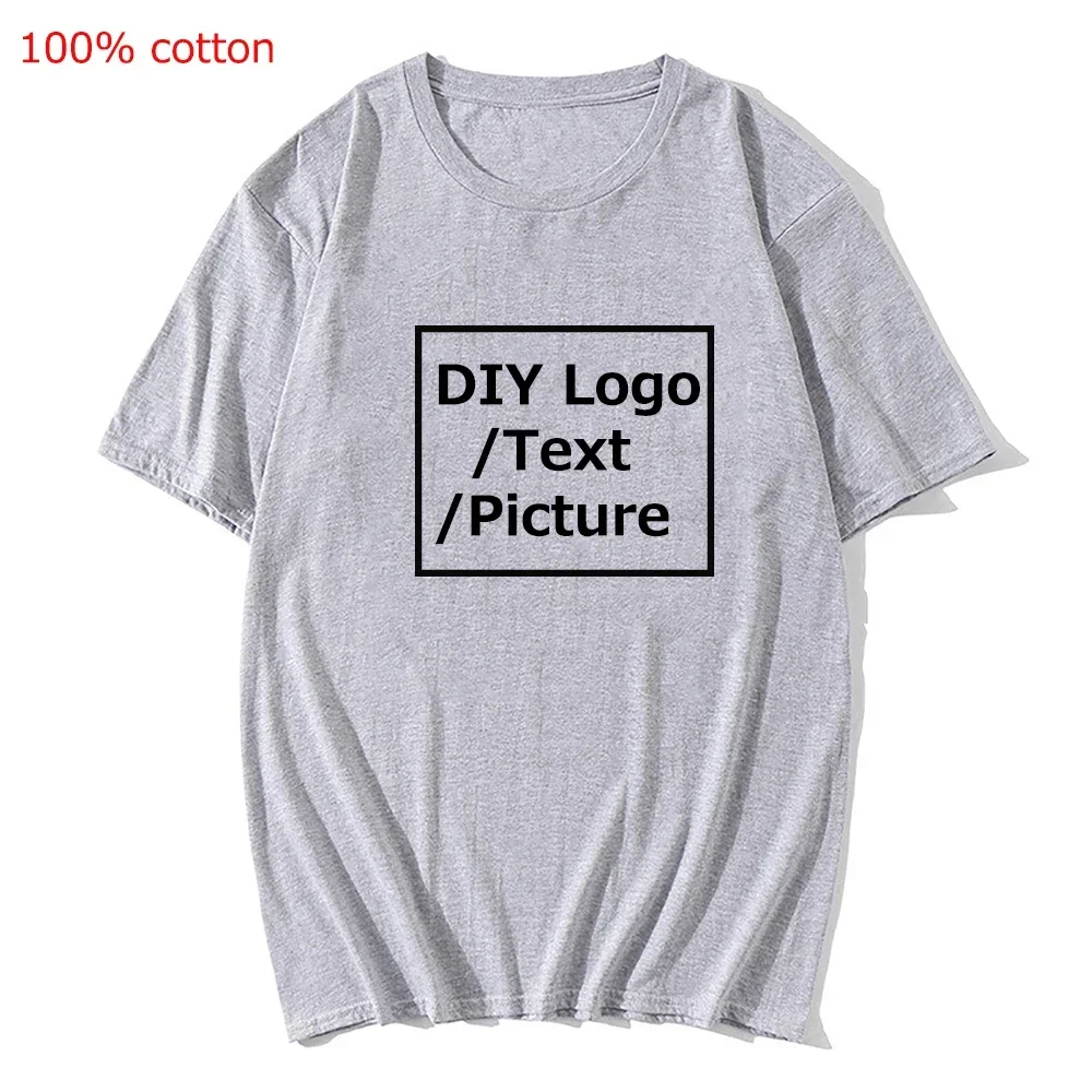 Customized Print T Shirt for Men Women DIY Your like Photo or Logo Tops Tees T-shirt 100% cotton Size XS-2XL Kawaii clothes