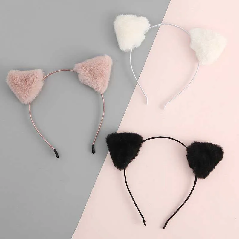 Anime Cosplay Cat Ears Headband for Women Cartoon Plush Hair Band Cute Face Wash Hair Hoop Headware Girls Hair Acces