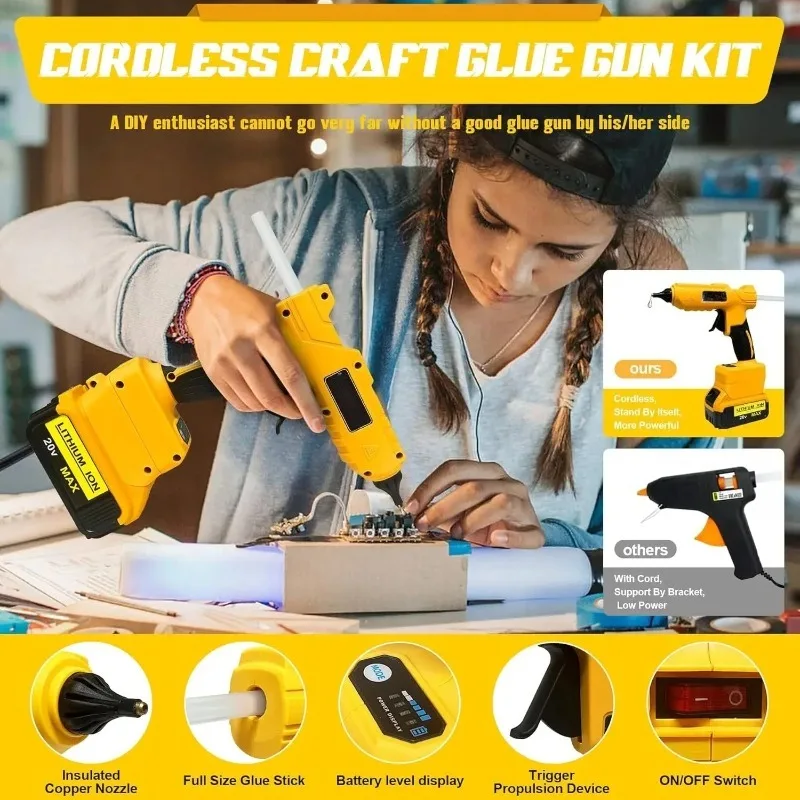 디월트 전기 핸드헬드 글루건 수리 DIY 도구 핫멜트 용접 열풍기 화상방지 노즐 도구 (디월트 배터리용)