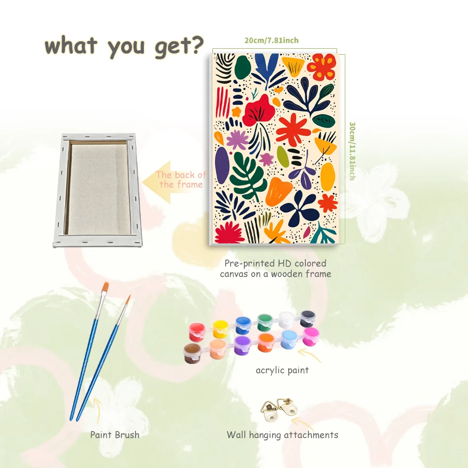 Kit Dipingere Con I Numeri Per Adulti Con Cornice - 20x30 Cm - Tela Con Cornice Inclusa, Colori Acrilici E Pennelli - Decorazione Fai Da Te - 3