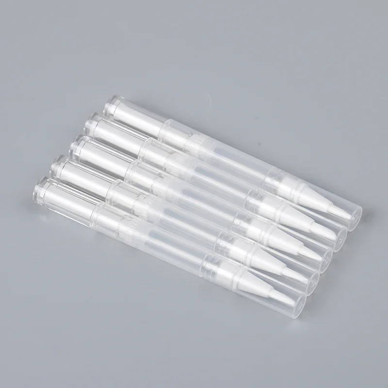 Transparent Cosmetic Nail Oil Pen With Brush  5Pcs 3ml Transparent Twist Nail Twist Pens Empty Container Pen Lip Gloss Tubes