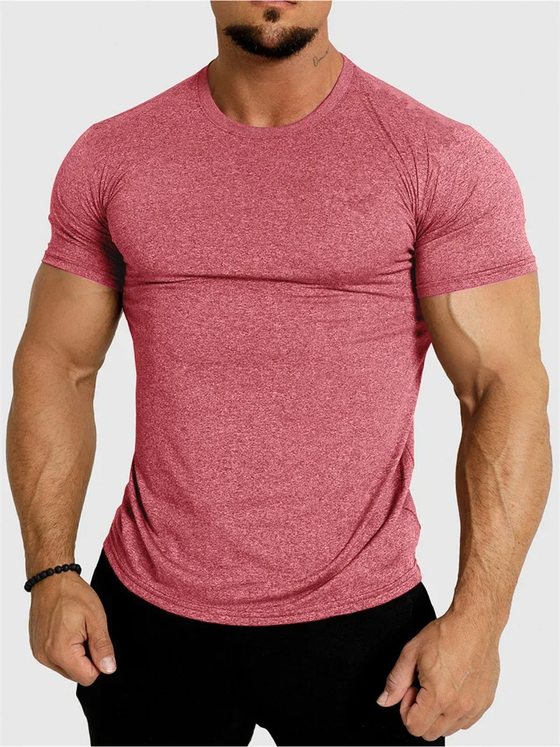 2025 Nuova maglietta sportiva attillata asciugatura rapida abbigliamento sportivo fitness top a manica corta corsa allenamento estate jogging palestra T-shirt da uomo - immagine 2