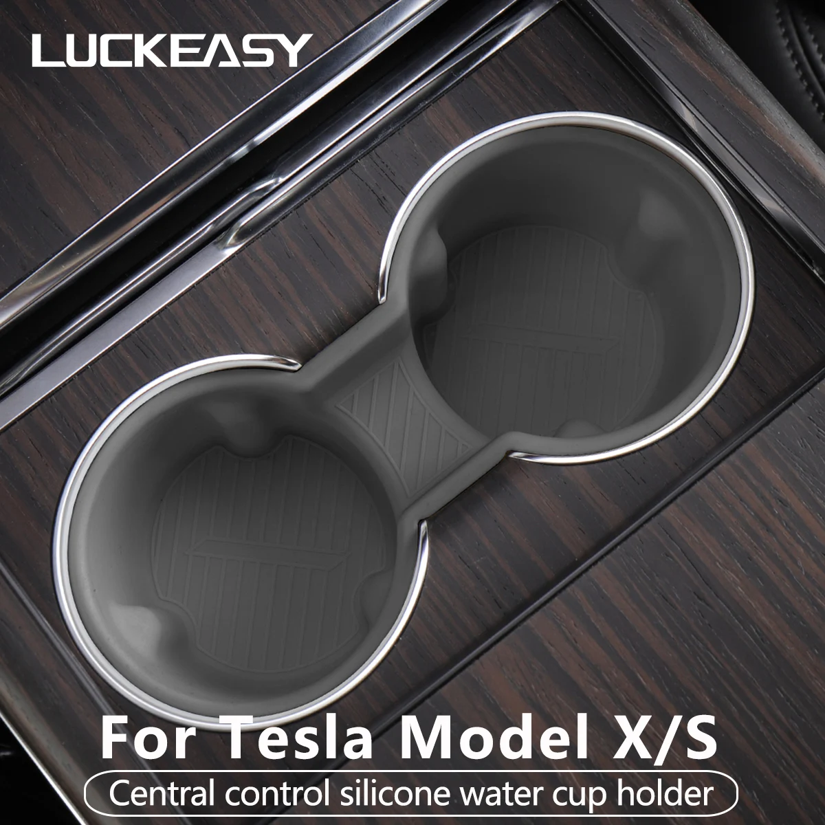 LUCKEASY For Tesla Model X Water Cup Holder Central Control Silicone Drinks Holder 2023-2024 Model S Rear Seat Cup Holder