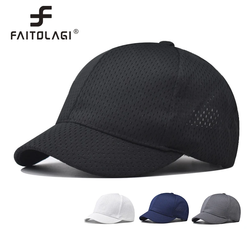 Mesh-Baseballmütze mit kurzer Krempe, für den Sommer, hohl, atmungsaktiv, Schirmmütze, einfarbig, Sonnenblenden für den Außenbereich, schnelltrocknende Motorhaube, Trucker_voghion.com