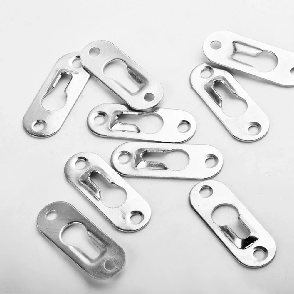 10/30/50pcs Picture Hanger Metal Mirror Hook Snap Metal Keyhole Hanger Fasteners for Picture Photo Frame Furnniture Cabinet picture frame hangers