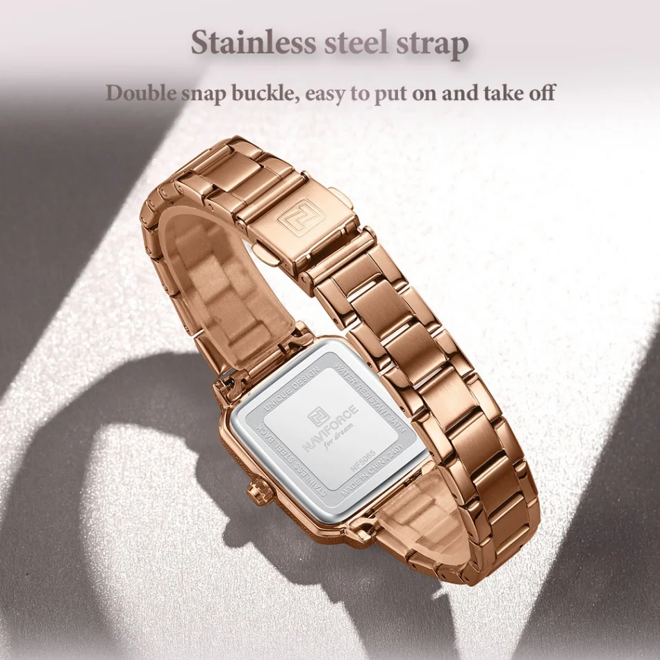 NAVIFORCE Elegant Women's Stainless Steel Dress Watch - 3ATM Waterproof Fashion Timepiece