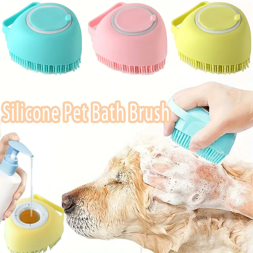 Pet Bath Brush Bathroom Soft Silicone Massage Comb Soft Safety Dog Cat Shampoo Brush Hair Fur Grooming Cleaning Accessories pet cleaning tools