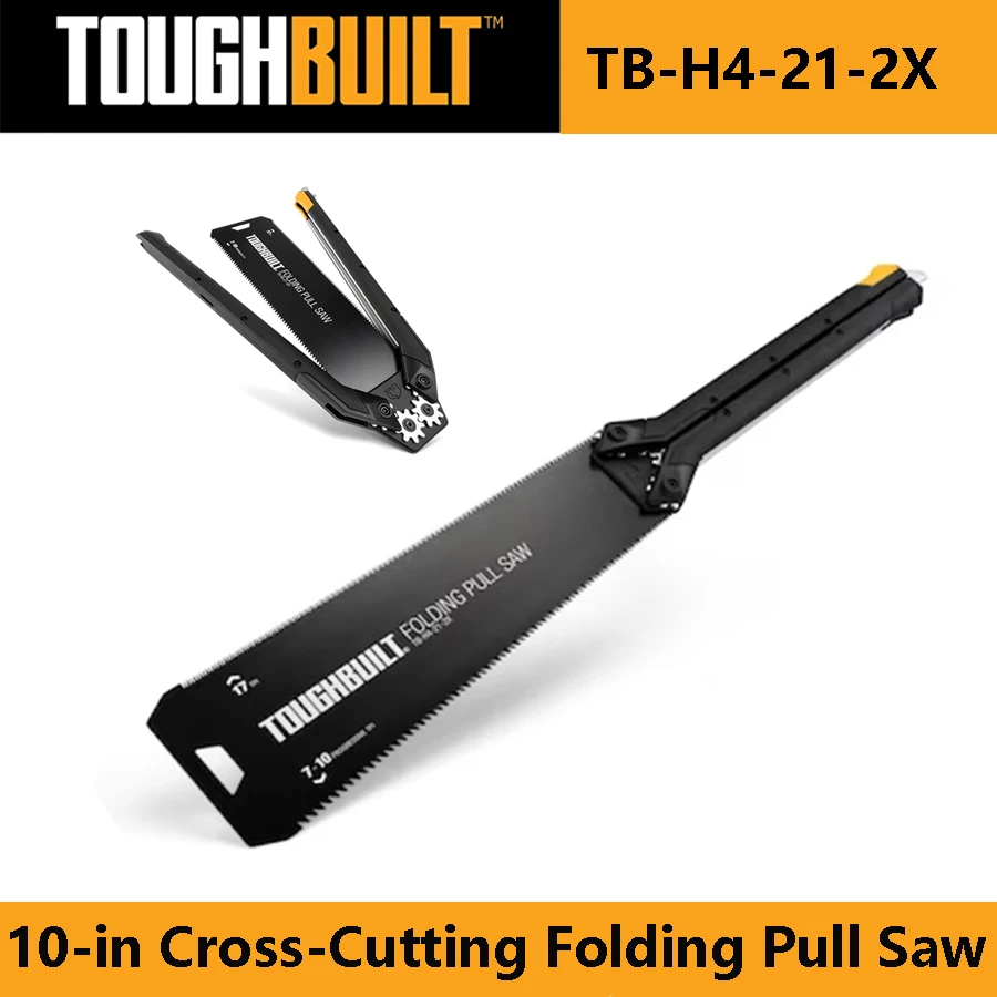 TOUGHBUILT TB-H4-21-2X Folding Pull Saw 10-in Cross-Cutting Pull Saw Folding Handle Japanese Style Dowel Hand Tool