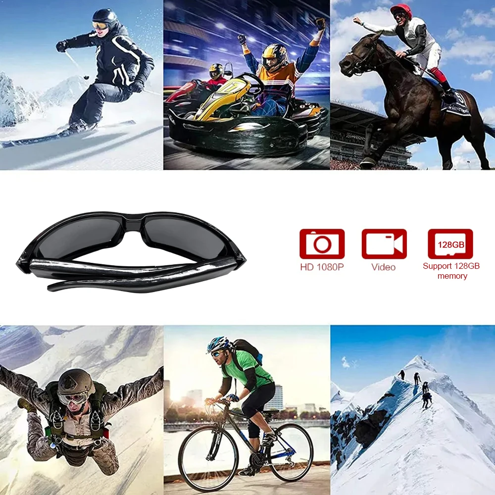 Telecamera HD 1080P Mini a Forma di Occhiali, Portatile, per Sicurezza Esterna, Sport, Registrazione Video DVR, Videocamera di Sorveglianza - immagine 5