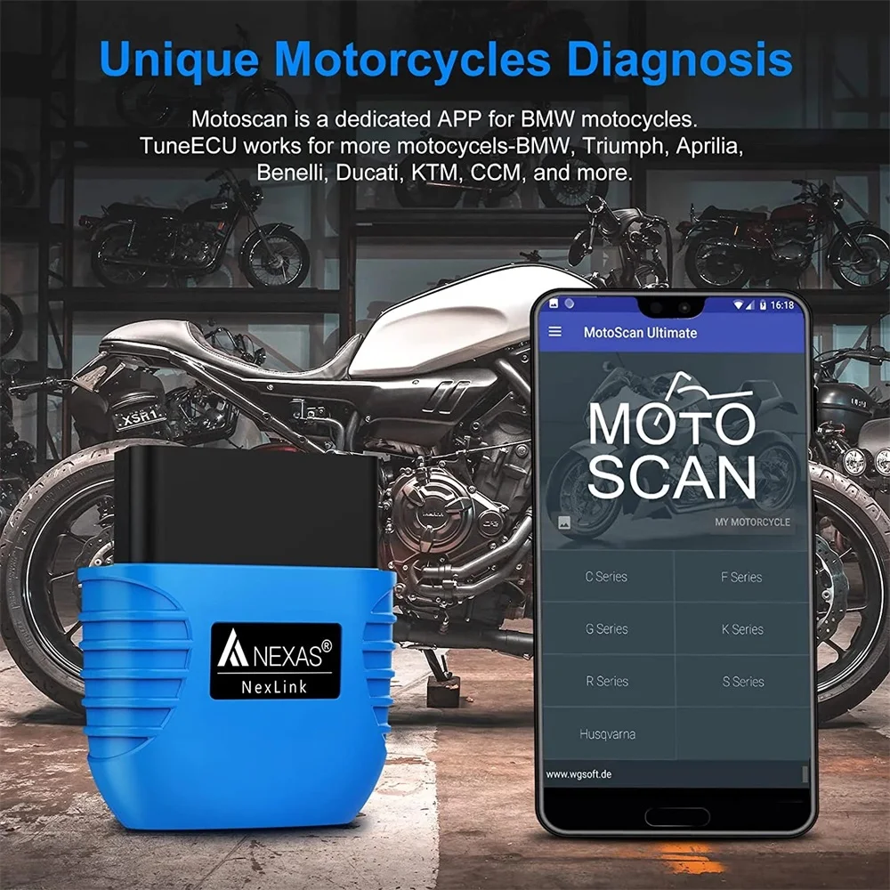 NEXAS NexLink Motocycle Diagnostic Tool Bluetooth 5.0 OBD2 EOBD Scanner for iOS Android Windows Fault Code Reader Check Engine 3