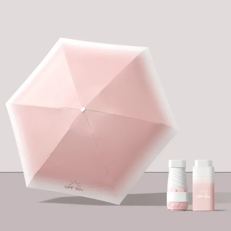

Mini Sunproof 6 Folding Umbrella Sunscreen UV Vinyl Small Sunny and Rainy Umbrella for Women Men Pocket Graduated Color Sunshade