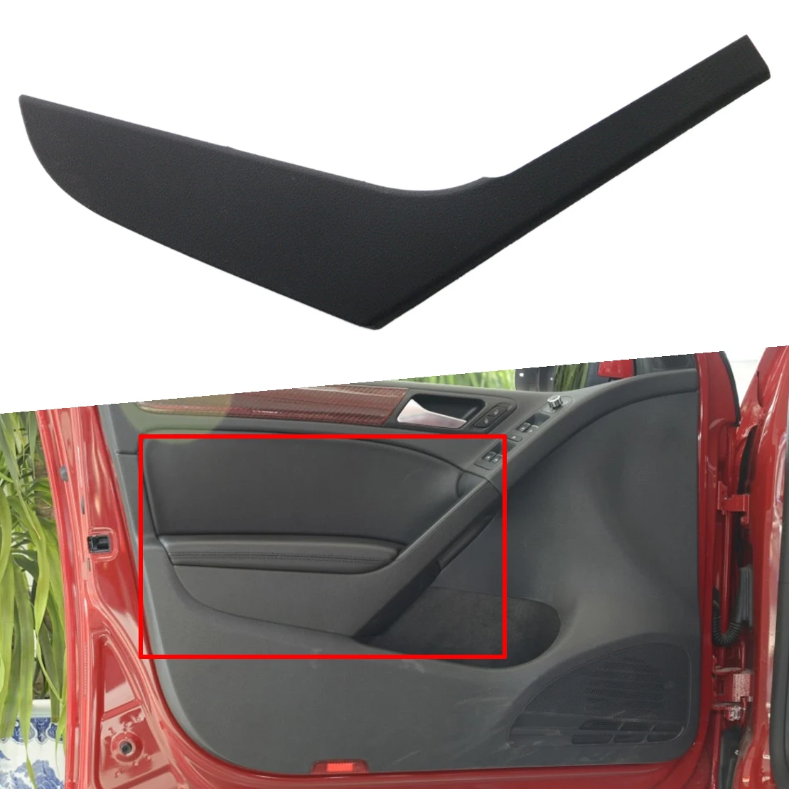 Car Front Left Inner Door Pull Handle Cover Trim Matte Black Abs Fit For Vw Golf 6 Mk6 2009 2010