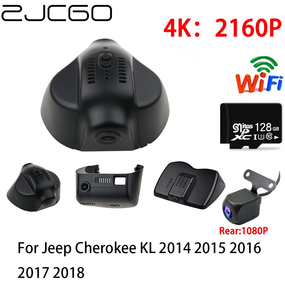 

ZJCGO 2K 4K Car DVR Dash Cam Wifi Front Rear Camera 2 Lens 24h parking for Jeep Cherokee KL 2014 2015 2016 2017 2018