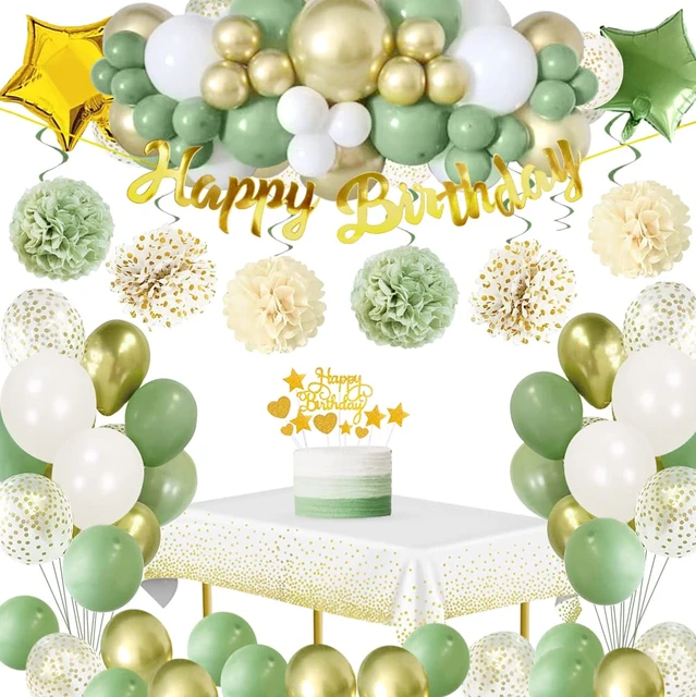 Decoraciones de cumpleaños número 40 para mujer, color verde azulado,  dorado y verde azulado, globos dorados para decoración de fiesta de  cumpleaños
