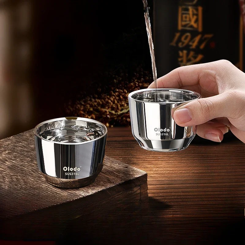 316 Stainless Steel Wine Cup Household Liquor Special High Appearance Level Small Beer Cup Outdoor Thickening Fall Proof Teacup