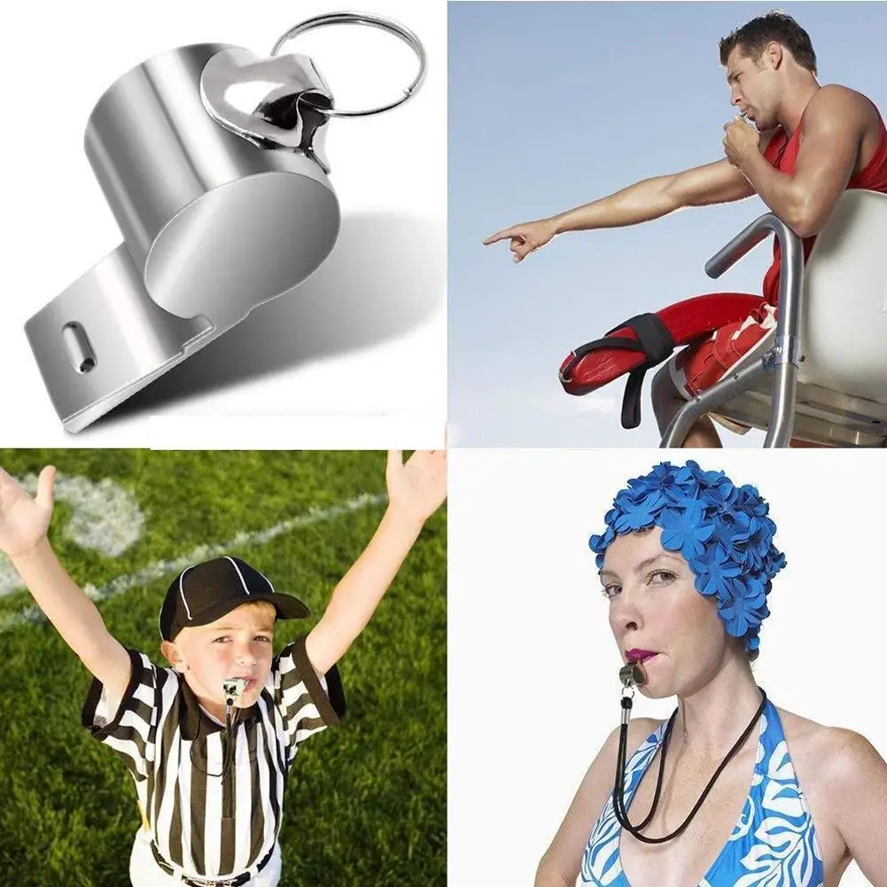 Steel Whistles Referee Sport Rugby Metal Whistle With Rope Party Training Soccer Football Basketball Cheerleading Tool