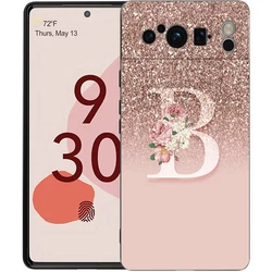 Elegant Pink Shiny Letter M Shockproof TPU Phone Case - Soft Black Cover and Stylish Protection - Pixel 8 Pro (A1)