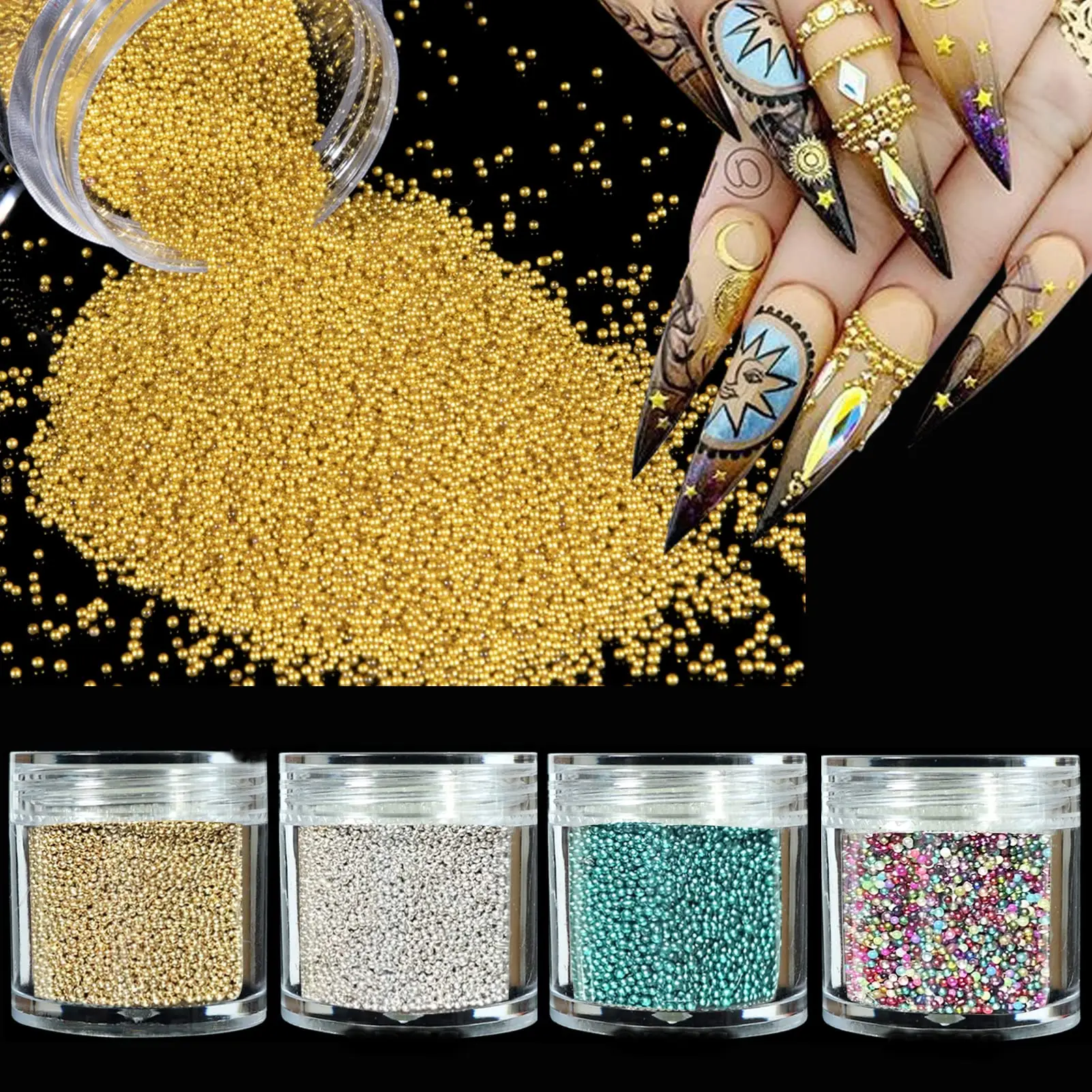 

1Bottle Caviar Nail Art Bead Rhinestone for Nails Crystal Tiny Glass Balls Micro Bead DIY Nail Decorations Charms Nails Suplies