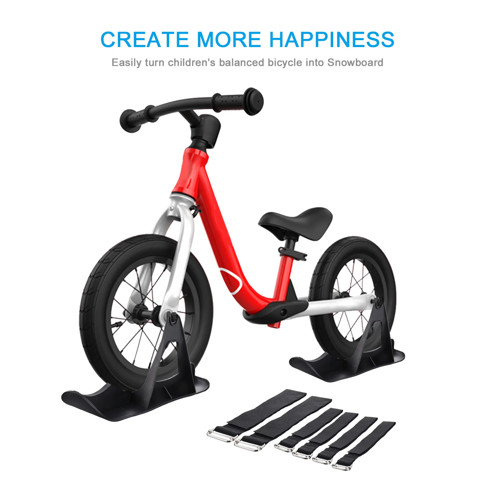 Kids Balance Bike Ski Board 4Pcs Straps 13-15 inch Tire 2Pcs
