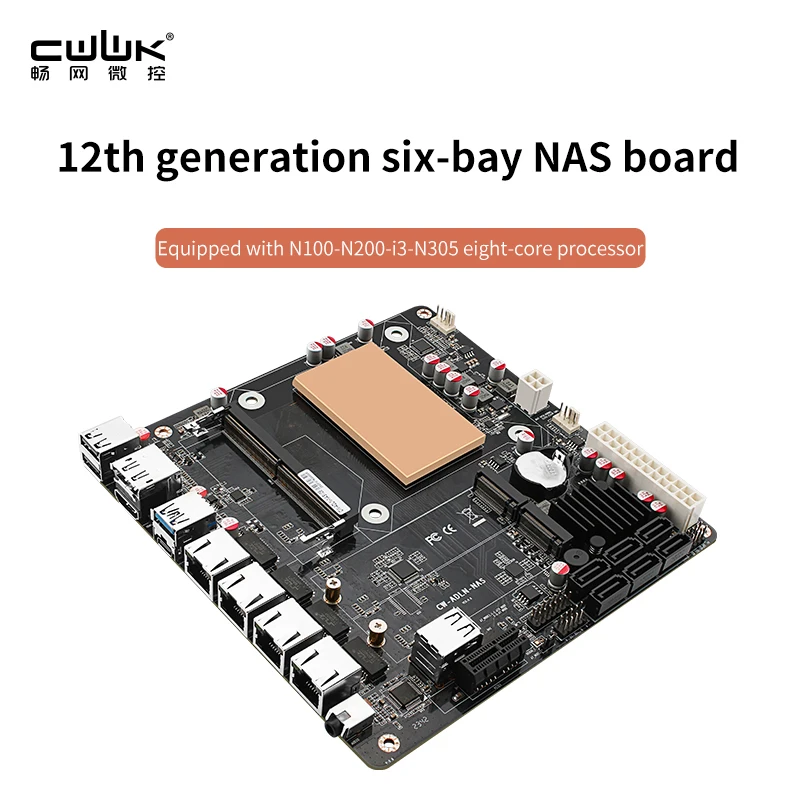 Cwwk N100/I3-N305 Six-Bay Nas Monster Board/4X 2.5G/6X Sata3.0/2X M.2 Nvme/115X Radiatore Itx Scheda Madre Tipo Scheda Madre