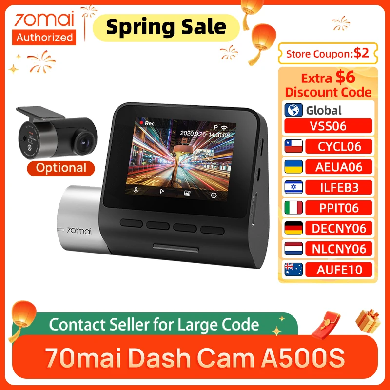 70mai A500S Dash Cam Pro Plus+ 1944P 140FOV 70mai Car DVR Support