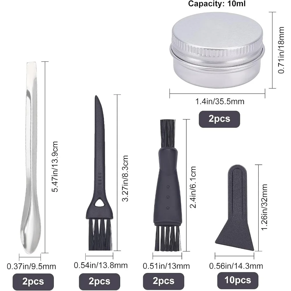 Pollen Scrapers Kit 18PCS for Grinder Including 4PCS Plastic Cleaning Brush 10PCS Black Pollen Scrapers 2PCS Steel Spatula Scoop pollen scrapers kit