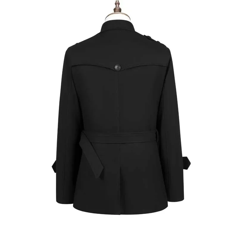 Autumn/Winter Men's Double-Row Buckle Workwear Medium-Length Woolen Overcoat Jacket Versatile Casual Top