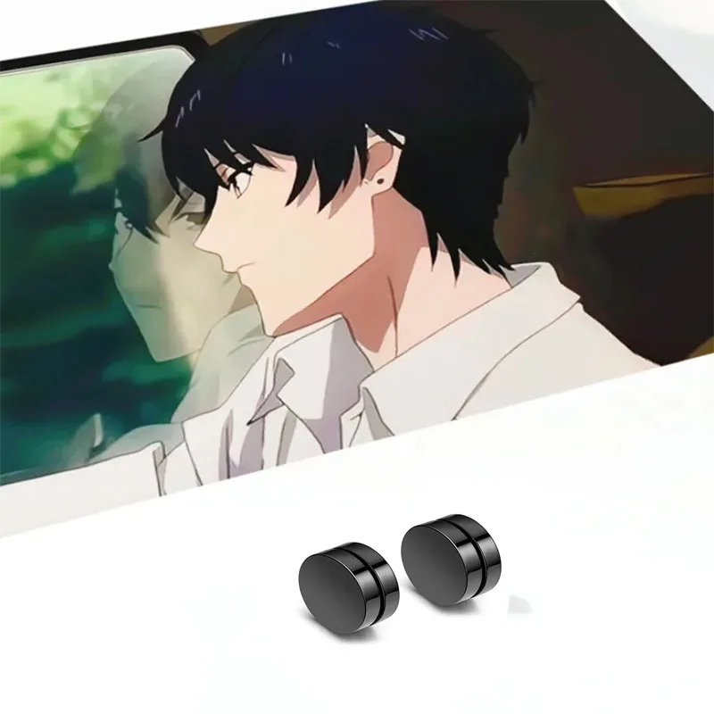 Takt Asahina Cosplay Earrings Black Ear Studs Magnetic Ear Clip Halloween Role Play Costume Accessories