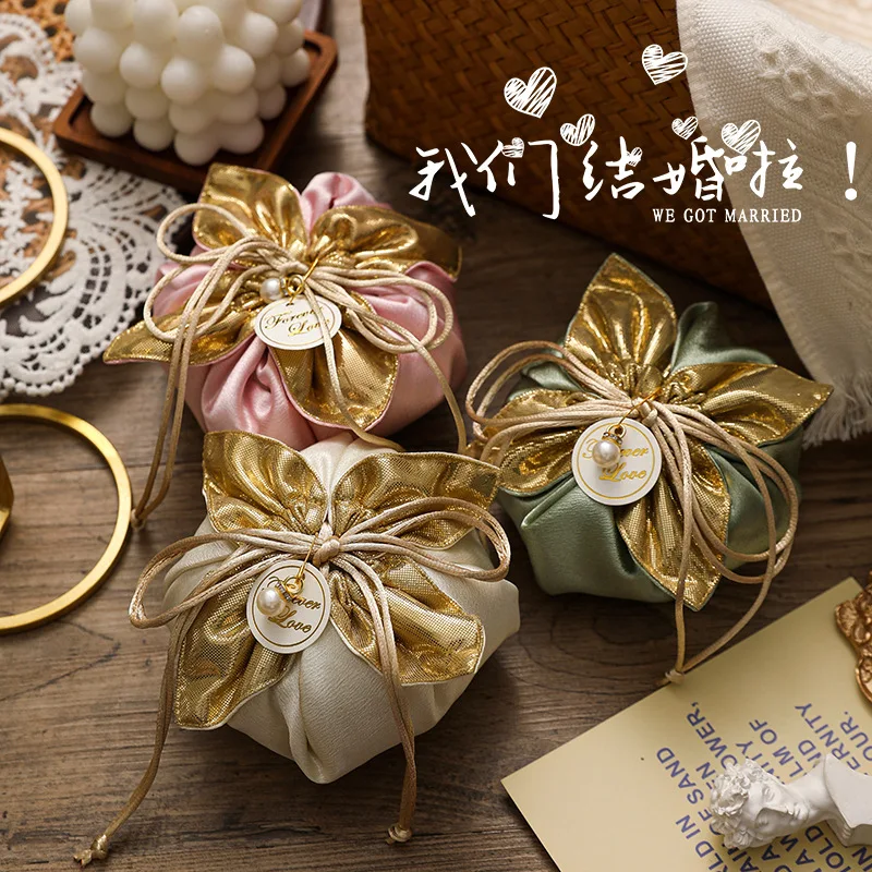Silk Wedding Candy Drawstring Bag Candy Box Wedding Gift Bag Wedding Gift Box Candy Cloth Bag For Wedding Birthday Party