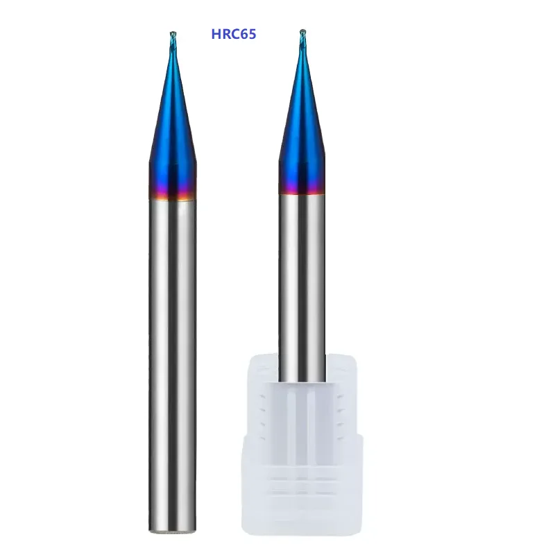HRC55 HRC60 HRC65 마이크로 볼 노즈 엔드 밀, CNC 조각 비트, 황소 밀링 커터, R0.1 R0.15 R0.2 R0.25 R0.3 R0.35 R0.4 R0.45 mm